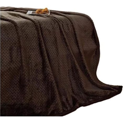 Couverture Plaid Polaire pour Canapé Lit Voyage en Plein Air Couverture Moelleuse et Duveteuse pour Toute Saison Café 150x200cm