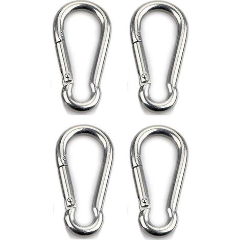 4pcs Mousqueton de Fixation pour Charges Lourdes, Sports, Chiens de Serrure, Hamac Balançoire, en Acier Inoxydable 304, 8mm Épaisseur (1/4)