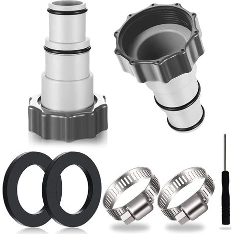 Adaptador de manguera de piscina (2 unidades), adaptador para piscina, adaptador para bomba de piscina, compatible con mangueras de piscina de Ø 32 y 38 mm. (1/4)