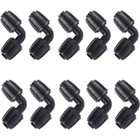 10 Pièces Adaptateur Coude d'Irrigation Goutte, 16mm Tuyau d'Arrosage Coude Connecteur Universel Coude Joint de Accessoires d'Irrigation Agricole (1/4)