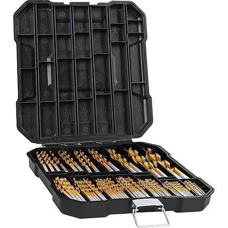 Metrisches 99-teiliges Titan-Spiralbohrer-Set,Schnellarbeitsstahl Mit 135° Spitze,Titan HSS Bohrer Set 1,5 Mm Bis 10 Mm, Ideales Bohren in Holz/Gusseisen/Aluminium (1/5)