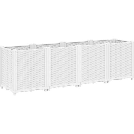 Pot de fleurs blanc, dimensions 160x40x53 cm, en polypropylène. (1/5)