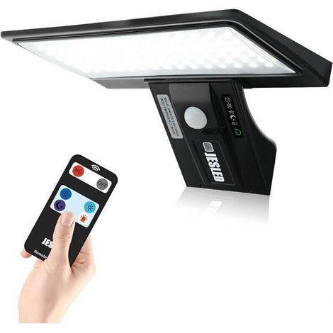 Lampe Solaire Extérieur avec Télécommande, 2600mAh Détecteur de Mouvement éclairage Solaire Extérieur étanche sans Fil Lampe de Sécurité Lampe Mural pour Jardin (1/5)
