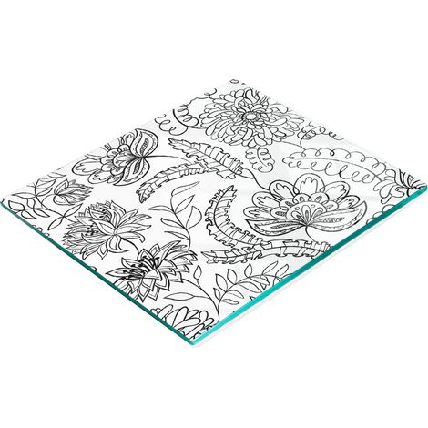 Tabla de cocina decorativa multifuncional de vidrio con estampado floral, 60x52 cm. (1/5)