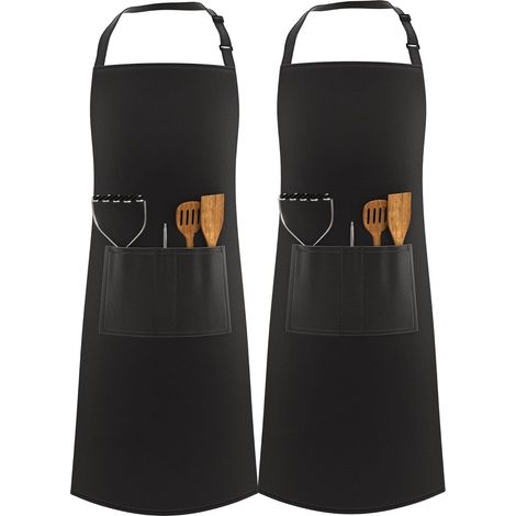 Tablier de cuisine femme, Étanche avec 3 Poches, Tablier cuisine homme Réglable avec de Longues Lanières, Professionnel Tabliers Homme Femme, barbecue,Restaurant,Café,Jardinage,Serveurs,école (1/5)