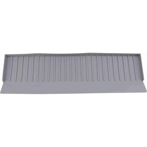 Protection de rebord d'évier en silicone extensible, tapis anti-éclaboussures, protection multifonctionnelle pour comptoirs de cuisine et baignoires, gris (1/5)