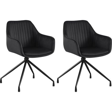 2er Set Esszimmerstuhl Welby schwarz Samt
