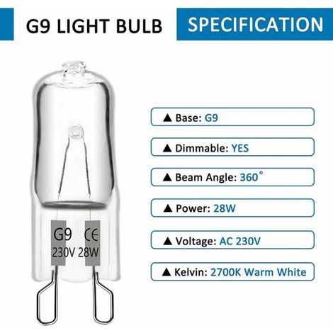 28W G9 Ampoule Halogène 230V 350LM 2700K Blanc Chaud Dimmable G9 Capsule Ampoules pour Lustres Paysage Lampes Appliques Murales Cabinet Éclairage Pack (1/4)