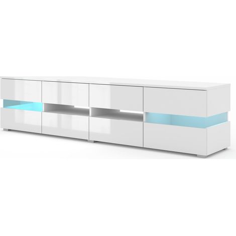 Mueble de TV VIPER 186 cm MDF blanco mate / blanco brillante