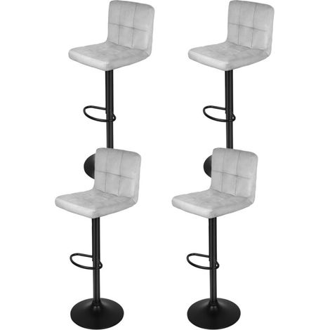 4 tabourets de bar en velours robustes avec repose-pieds, chaises pivotantes réglables pour comptoirs de 90 cm (1/5)