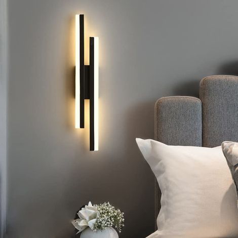 Wandleuchte LED Innen, 16W 1800LM Wandlampe LED Schwarz, Lange Parallele Wandleuchte für Wohnzimmer Korridor Treppen, Warmweiß 3000K (1/5)
