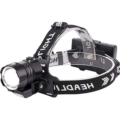Wiederaufladbare LED-Stirnlampe, leistungsstarke LED-Stirnlampen, wasserdichte Outdoor-Stirnlampe, 4 Modi, zoombar