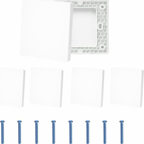 4pcs Cache Prise Murale Blanc 8,6 x 8,6 cm, Cache Interrupteur Mural en Plastique avec Fixation par Vis, Plaque Cache Trou pour Prise Plate et Multiprise Murale Plate (1/5)