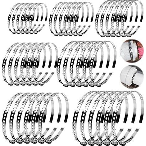 42-teiliges Schlauchschellen-Set aus Edelstahl, 10-50 mm/50-150 mm verstellbare Schlauchschellen aus Stahlmetall, schraubenlos, für Wasserleitungen, Kabel usw. (42 Stück) (1/5)