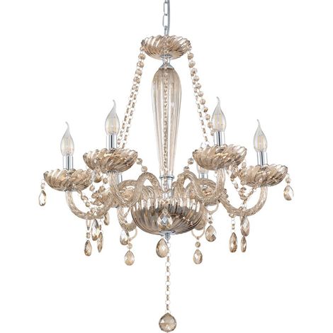 Lustre suspension en cristal BASILANO in COGNAC, 6 ampoules (1/3)