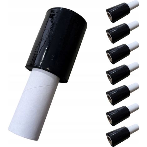 Mini élastique noir 100 mm x 150 m avec poignée x 8 pièces