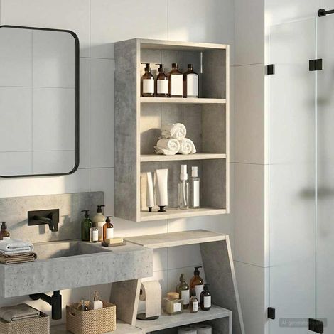 vidaXL Armadio da bagno a muro Grigio Cemento 40 x 16 x 62,5 cm