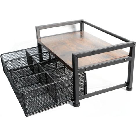 Organisateur de sachets de thé à 8 compartiments, tiroir de rangement, boîte de présentation pour plan de travail de cuisine, noir, 2 niveaux (1/5)