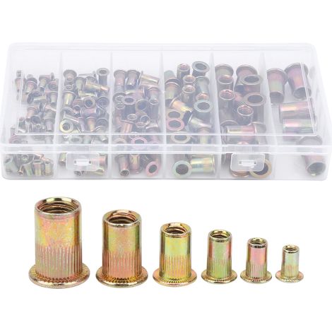 cosse a sertir-150 Rivets Inserts en Alliage de Zinc – Set de Fixation pour Tôles Métalliques (M3 M4 M5 M6 M8 M10 – 40+40+30+20+15+5 Pièces) (1/5)