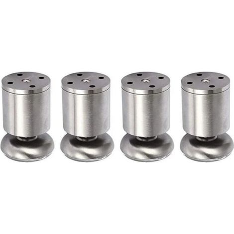 Pieds de meuble, lot de 4, réglables en hauteur, en acier inoxydable, longueur L (1/4)