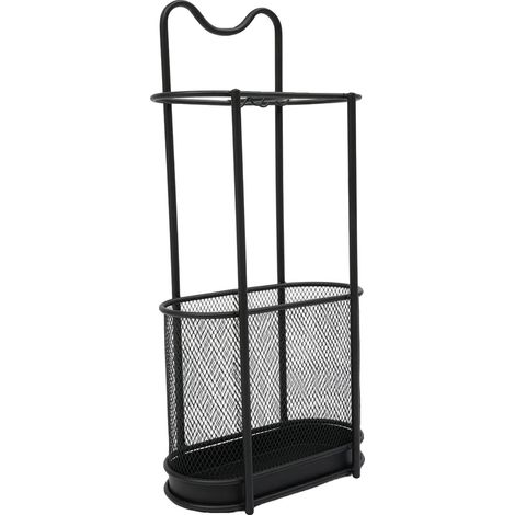 Soporte para paraguas, diseño independiente, bandeja de drenaje incluida, color negro. (1/2)