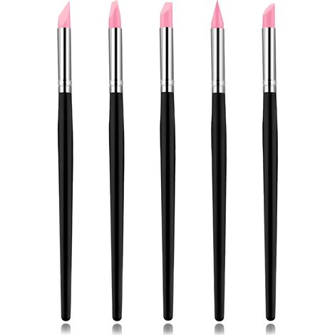 Lot de 5 pinceaux de peinture en silicone pour outils de sculpture en résine, argile, pinceaux en silicone, pinceaux en caoutchouc, pinceaux de couleur 20 cm (1/5)