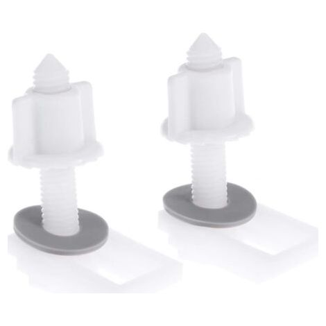 Lot de 6 charni&egraveres en plastique pour si&egravege de WC avec &eacutecrous et rondelles.