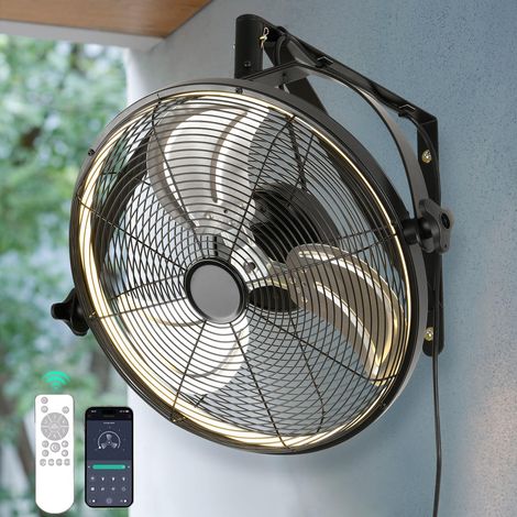Ventilateur mural 40 cm avec télécommande, 6 vitesses, inclinaison réglable à 360°, 3 températures de couleur – pour chambres et cuisines
