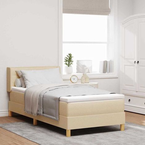Boxspringbett mit Matratze Creme 200 x 100 cm Stoff (1/5)