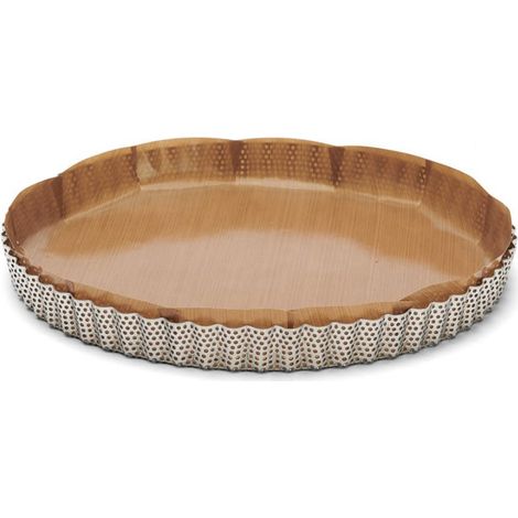 Moule à tarte inox 28 cm cannelé perforé fond amovible Garanti A Vie