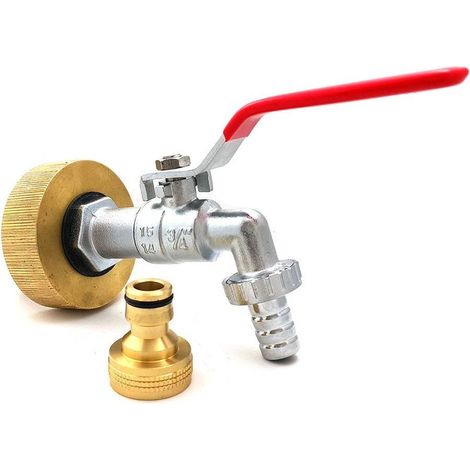Raccord femelle S60x6 laiton - robinet laiton chromé 3/4 pouce avec raccord rapide laiton (1/2)