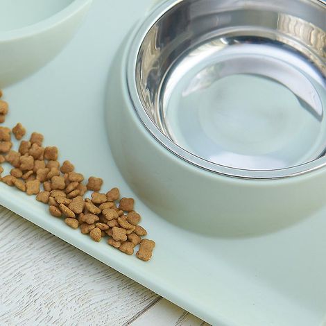 Gamelle portable en silicone pour aliments pour chiens et chats - Boîte de rangement pour croquettes de chiot, idéale pour les voyages, avec plateau repas, couleur verte (1/3)