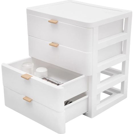 Organizzatore da scrivania con 4 cassetti, design moderno, colore bianco. (1/2)