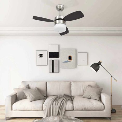 vidaXL Ventilateur de plafond lampe et télécommande 76 cm Marron foncé (1/5)