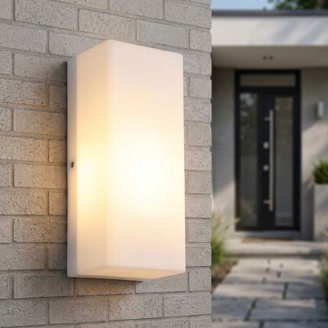 LED Außenwandleuchte Wandlampe Gartenleuchte IP44 Weiß Metall E27 H 10 cm (1/5)