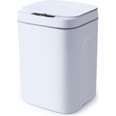 Poubelle automatique 16L – Détecteur infrarouge – Ouverture sans contact en 0.3 seconde – Conception étanche pour espaces humides – Blanc (1/5)
