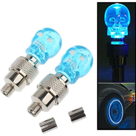 Lot de 2 lampes LED clignotantes en forme de crâne pour valve de pneu de voiture ou de vélo (1/5)