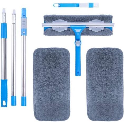 3-en-1 Nettoyeur de Raclette Vitre Kit(31CM) avec Manche Telescopique,Extensible Balai Lave vitre avec Raclette pour Fenêtres/Voiture (1/5)