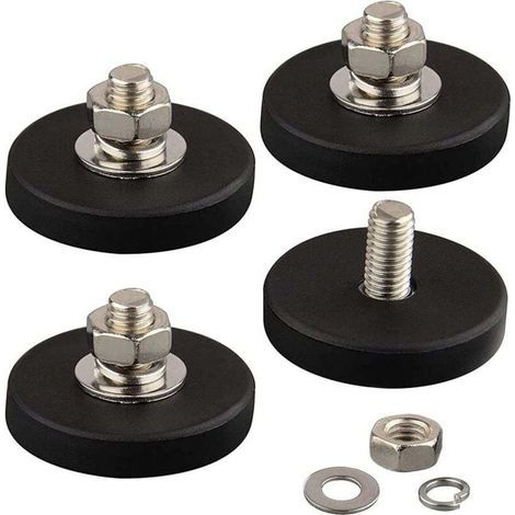Set di 4 magneti al neodimio antigraffio con rivestimento in gomma e filettatura maschio M6, montaggio magnetico super potente per illuminazione (1/5)