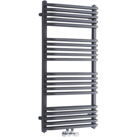 Milano Bow Anthracite D Bar Central Connection Heated Towel Rail Radiator - 1000mm x 500mm (1/5)