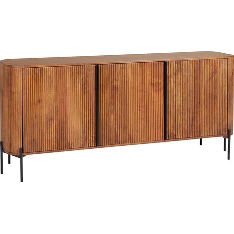 Buffet avec 3 portes en bois de manguier et métal - Naturel et noir - BALIMELA (1/5)