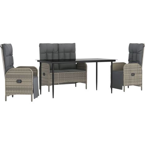 Maison Exclusive - Set da Pranzo da Giardino 4 pz con Cuscini in Polyrattan Grigio (1/5)