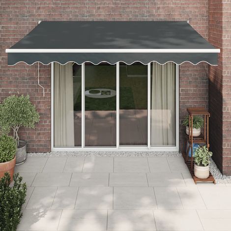 Auvent rétractable Marquise Store Banne Auvent de jardin anthracite 3,5x2,5 m tissu et aluminium 77500 (1/5)