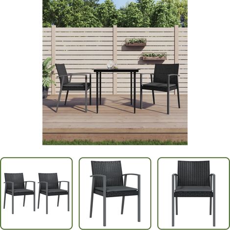 Chaise de jardin noir - Chaises de jardin et coussins lot de 2 noir 56,5x57x83 cm rotin (1/5)