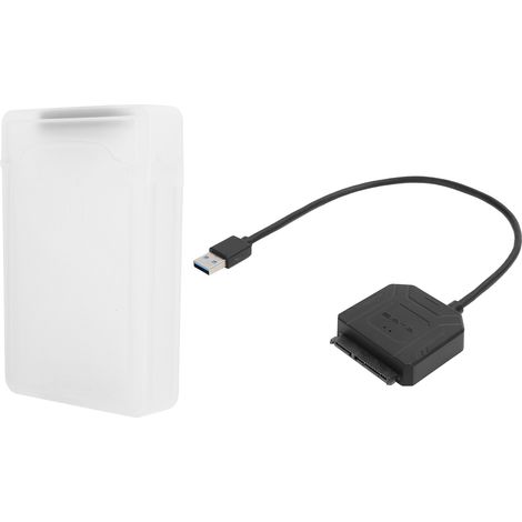 Adaptateur Sata Usb 3.0 Pour Disque Dur Ssd 2.5 Et 3.5 Pouces Boitier De Protection Blanc Avec Cable (1/5)