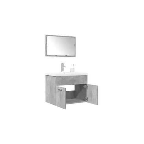 Ensemble de meubles de salle de bain 3 pcs gris béton (1/5)