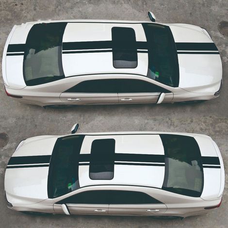 3pcs Universal Car Body Roof Hood Vinyl Stickers Engine Cover Stripe Decal Decoration (Black)