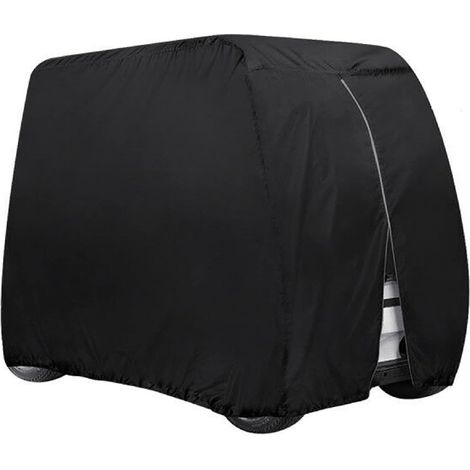 Golfwagen-Abdeckung, Golfwagen-Abdeckung, für EZGO Club-Auto und Yamaha, wasserdicht mit extra PVC-Beschichtung, sonnenfest, staubdicht, schwarz, 284,5 cm L x 121,9 cm B x 167,6 cm H (schwarz) (1/5)