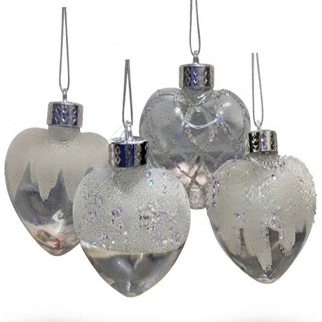 Set 12 Palline a Cuore Trasparenti 8cm Sfere Natalizie con Glitter ed Effetto Neve per Albero Ghirlande Vetrine addobbi di Natale decorazioni (1/5)