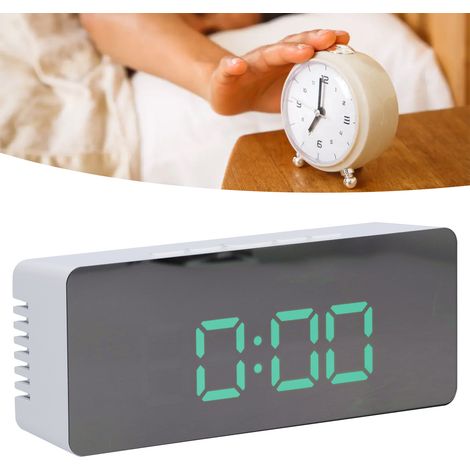 LED-Spiegelwecker, rechteckiger Spiegelwecker, zeigt Uhrzeit und Temperatur an, ideal für Schlafzimmer, Wohnzimmer, Büro und Reisen, weißes Gehäuse TS-S69-G (1/5)